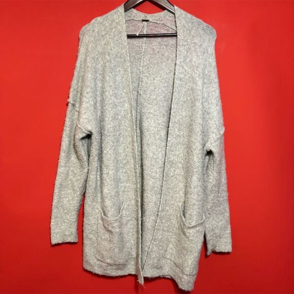 Free People Women's Gray Open Front Cardigan Sweater Size M - Picture 1 of 7